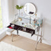 Elegant Makeup Vanity with Mirror Lights Drawers Metal Build and Charging Station - Monsta Online