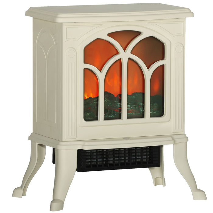 17 Inch Freestanding Electric Fireplace Heater with Realistic Flame Beige - Monsta Online