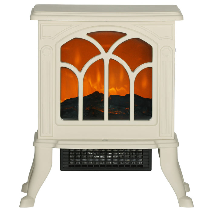 17 Inch Freestanding Electric Fireplace Heater with Realistic Flame Beige - Monsta Online