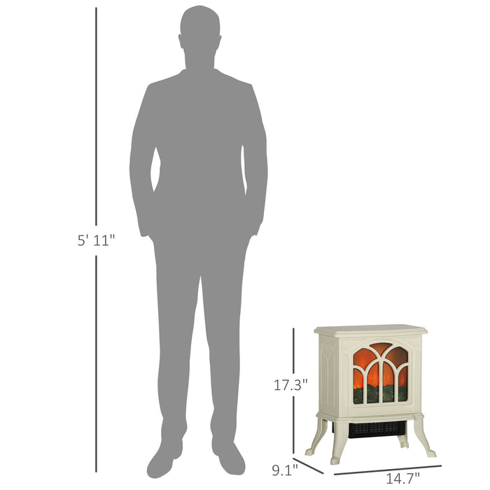 17 Inch Freestanding Electric Fireplace Heater with Realistic Flame Beige - Monsta Online