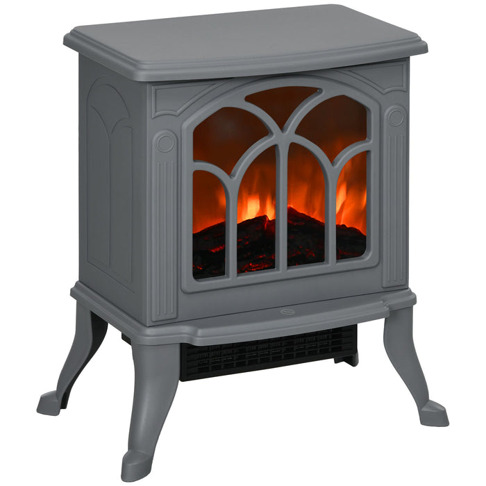 17 Inch Gray Electric Fireplace Stove Heater with Realistic Flame and Logs - Monsta Online