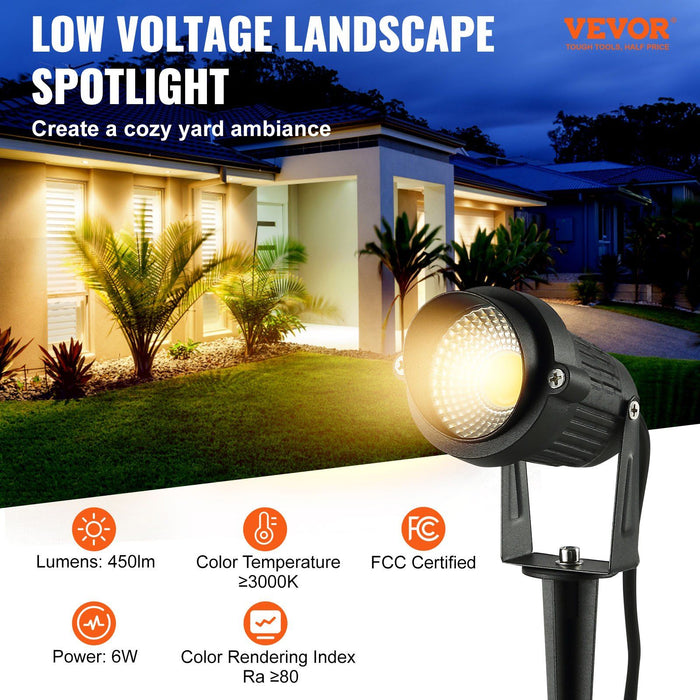 12 Pack Landscape Lights 6W Low Voltage Outdoor Pathway Spotlights Set - Monsta Online