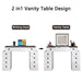 White Vanity Desk with Flip - up LED Mirror, 10 Drawers and Stool - Monsta Online