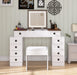 White Vanity Desk with Flip - up LED Mirror, 10 Drawers and Stool - Monsta Online