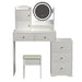 White Makeup Vanity with Round LED Mirror and Cushioned Chair - Monsta Online