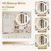 White Makeup Vanity with Round LED Mirror and Cushioned Chair - Monsta Online