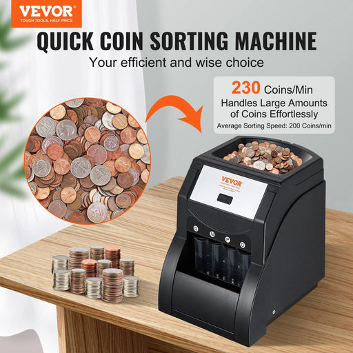 Automatic USD Coin Sorter Machine with 230 Coins Per Minute Speed and Tubes - Monsta Online