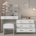 Large White Makeup Vanity with 10 Bulb Mirror, Storage Drawers and Charging Station - Monsta Online