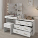 Large White Makeup Vanity with 10 Bulb Mirror, Storage Drawers and Charging Station - Monsta Online