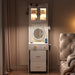 Compact White Vanity Desk with LED Mirror and Hidden Storage Stool - Monsta Online