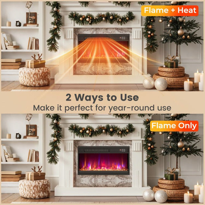 Modern 1500W Electric Fireplace Insert with Multi Flame Colors and Remote Control - Monsta Online
