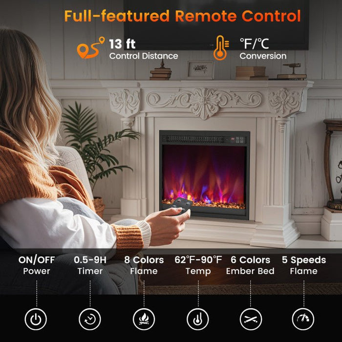 Modern 1500W Electric Fireplace Insert with Multi Flame Colors and Remote Control - Monsta Online