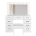 Glass Top Makeup Vanity with LED Bulb Vanity Mirror 9 Drawers and Charging Station - Monsta Online