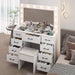 Glass Top Makeup Vanity with LED Bulb Vanity Mirror 9 Drawers and Charging Station - Monsta Online