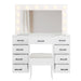 Glass Top Makeup Vanity with LED Bulb Vanity Mirror 9 Drawers and Charging Station - Monsta Online