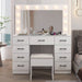 Glass Top Makeup Vanity with LED Bulb Vanity Mirror 9 Drawers and Charging Station - Monsta Online