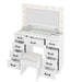 Glass Top Makeup Vanity with LED Bulb Vanity Mirror 9 Drawers and Charging Station - Monsta Online