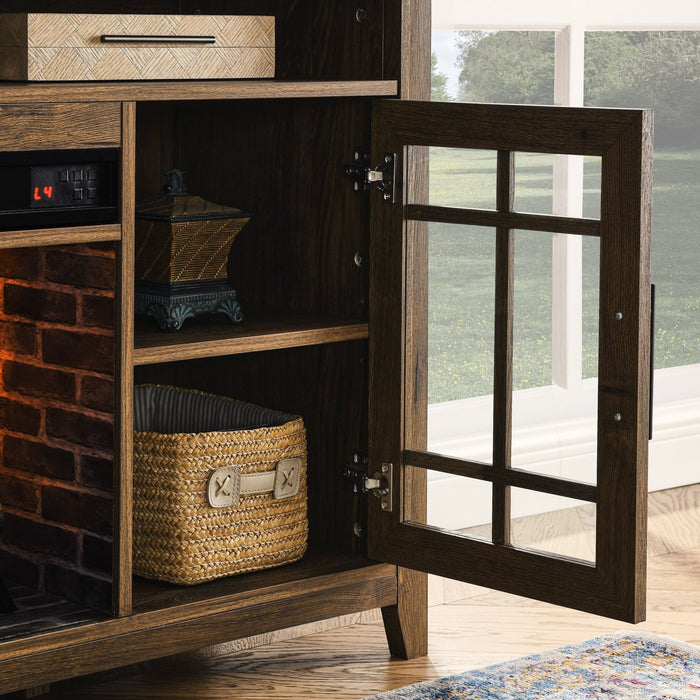 55 Inch Electric Fireplace TV Stand with Storage in Reclaimed Barnwood - Monsta Online