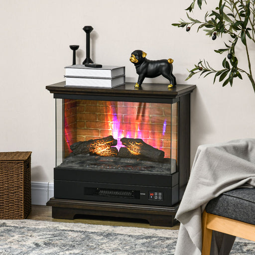 26 Inch Rustic Brown Freestanding Electric Fireplace with Remote - Monsta Online