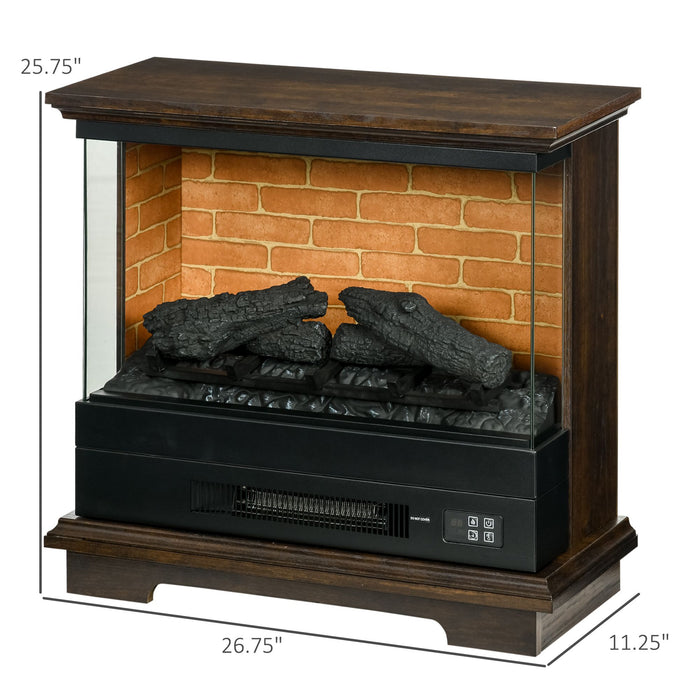 26 Inch Rustic Brown Freestanding Electric Fireplace with Remote - Monsta Online