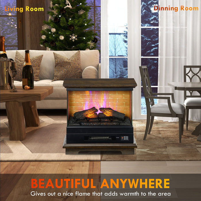 26 Inch Rustic Brown Freestanding Electric Fireplace with Remote - Monsta Online