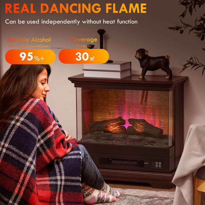 26 Inch Rustic Brown Freestanding Electric Fireplace with Remote - Monsta Online