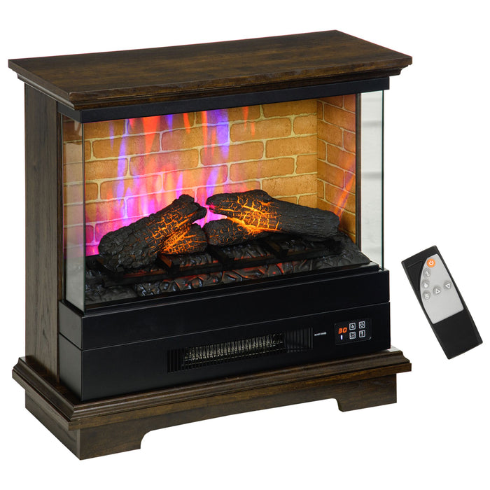26 Inch Rustic Brown Freestanding Electric Fireplace with Remote - Monsta Online