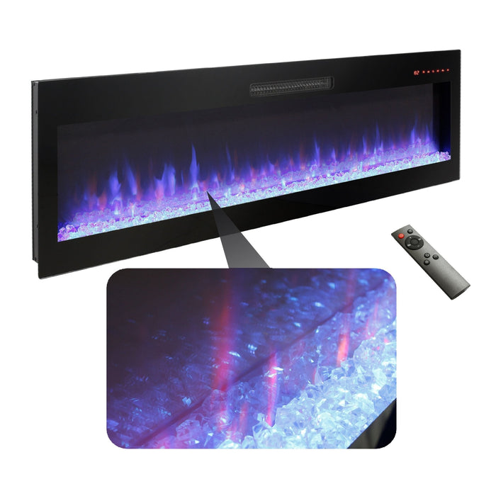 60 Inch Electric Fireplace Heater Wall Mounted and Recessed with Remote Control - Monsta Online