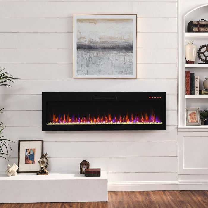 60 Inch Electric Fireplace Heater Wall Mounted and Recessed with Remote Control - Monsta Online