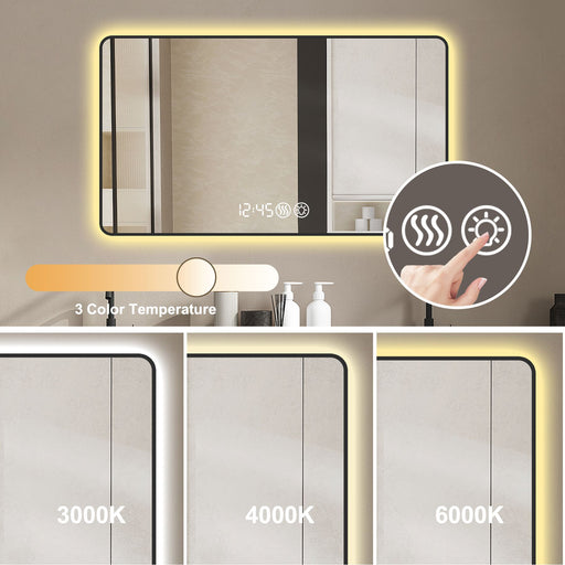 4ft Black Frame Vanity Mirror with LED Lights Aluminum Frame and Defogging - Monsta Online