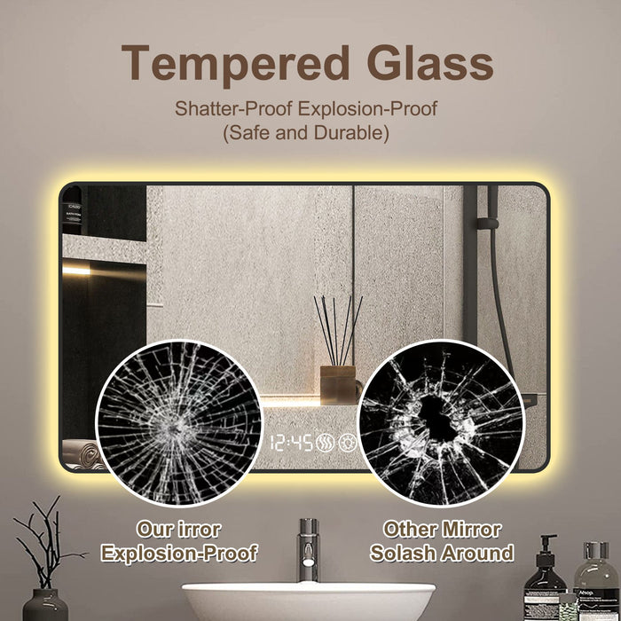 4ft Black Frame Vanity Mirror with LED Lights Aluminum Frame and Defogging - Monsta Online