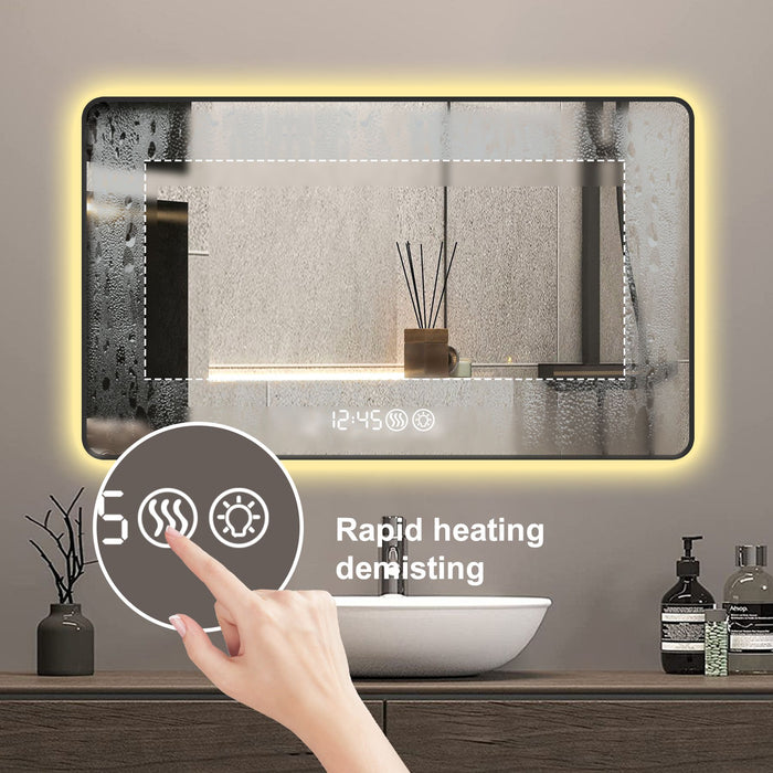 4ft Black Frame Vanity Mirror with LED Lights Aluminum Frame and Defogging - Monsta Online