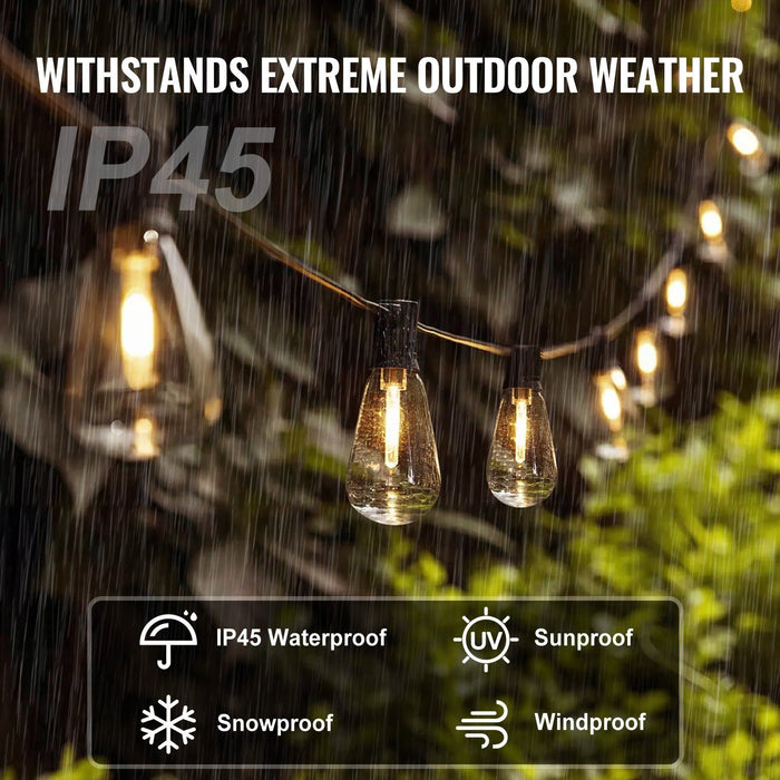 50FT LED Christmas Outdoor String Lights Waterproof Patio Café Lights with 15 Bulbs - Monsta Online