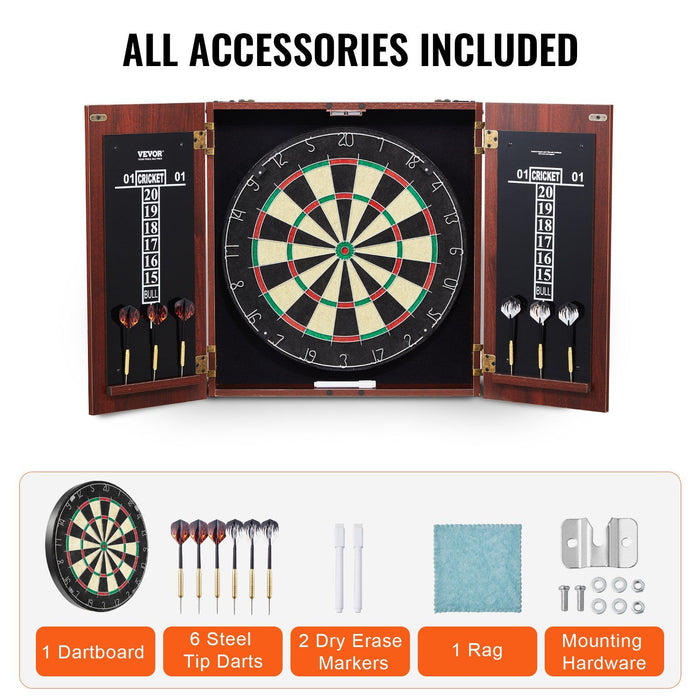 Wooden Dartboard Cabinet Set with Scoreboard and Steel Tip Darts - Monsta Online
