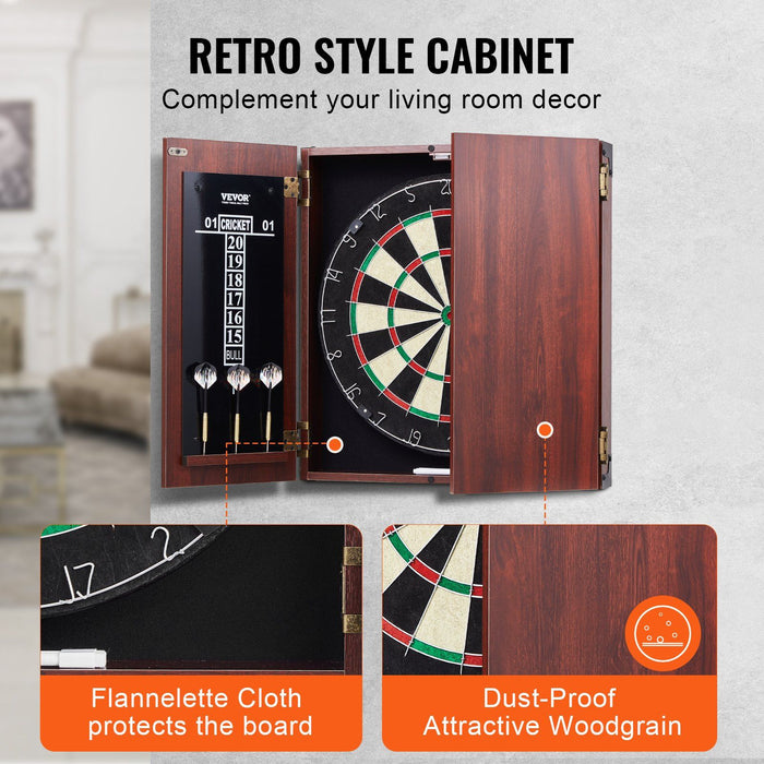 Wooden Dartboard Cabinet Set with Scoreboard and Steel Tip Darts - Monsta Online