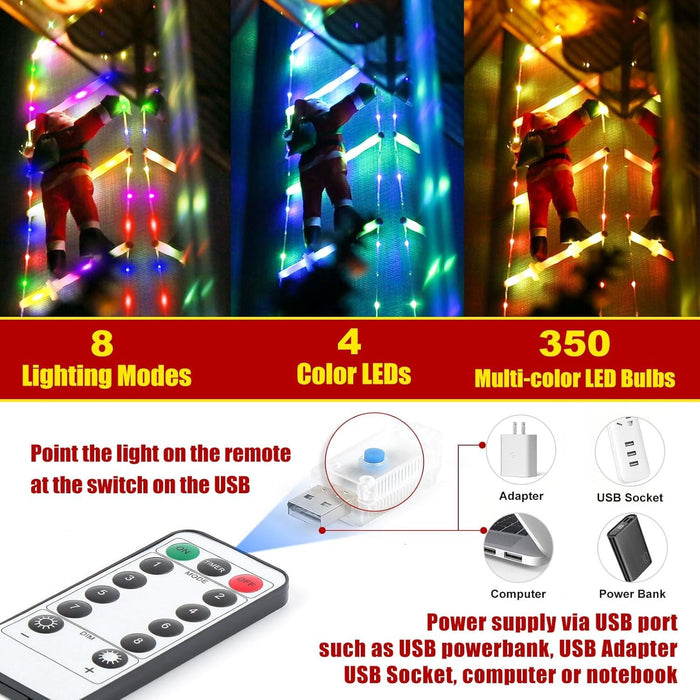 11FT Santa Claus Christmas Ladder LED Lights for Outdoor Holiday Decoration