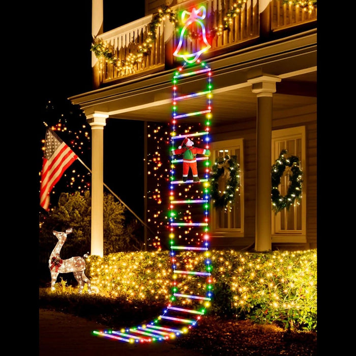 11FT Santa Claus Christmas Ladder LED Lights for Outdoor Holiday Decoration
