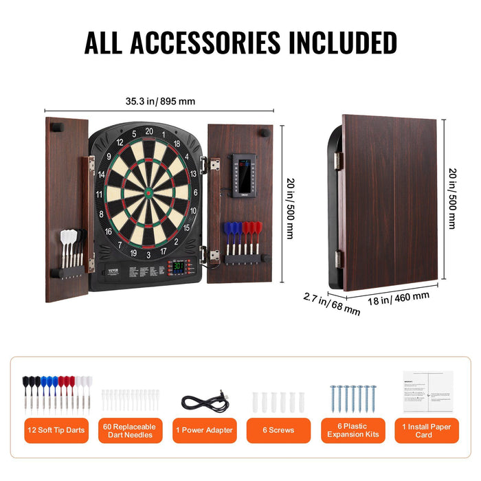 Digital Dartboard Cabinet Set with LED Display and Complete Accessories - Monsta Online