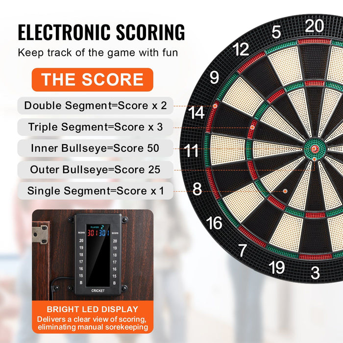 Digital Dartboard Cabinet Set with LED Display and Complete Accessories - Monsta Online