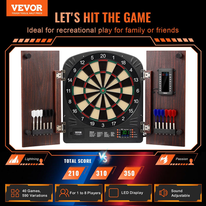 Digital Dartboard Cabinet Set with LED Display and Complete Accessories - Monsta Online