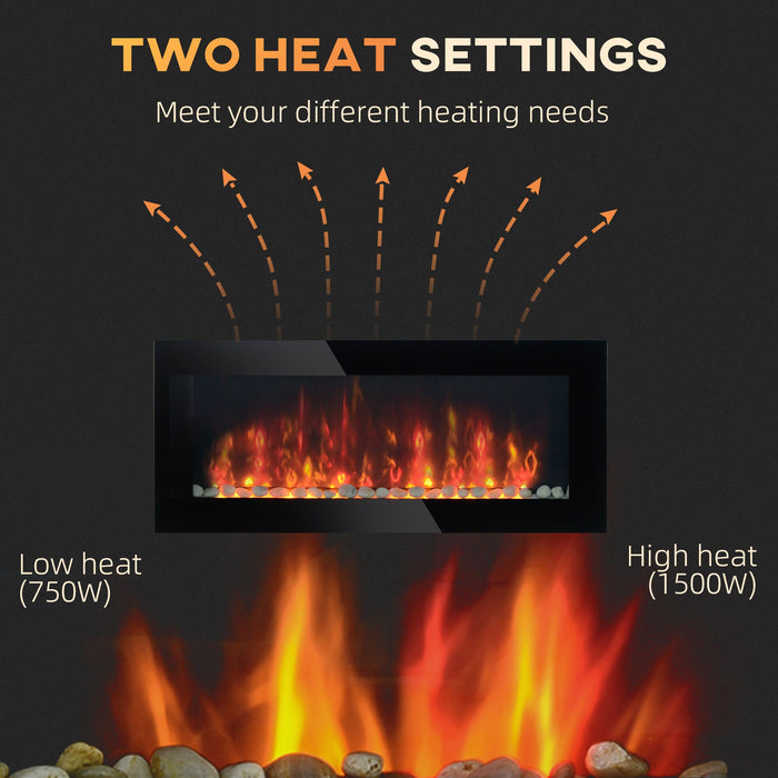 41 Inch Electric Fireplace Insert Wall Mountable with 7 Flame Colors and Remote - Monsta Online