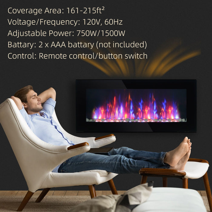 41 Inch Electric Fireplace Insert Wall Mountable with 7 Flame Colors and Remote - Monsta Online