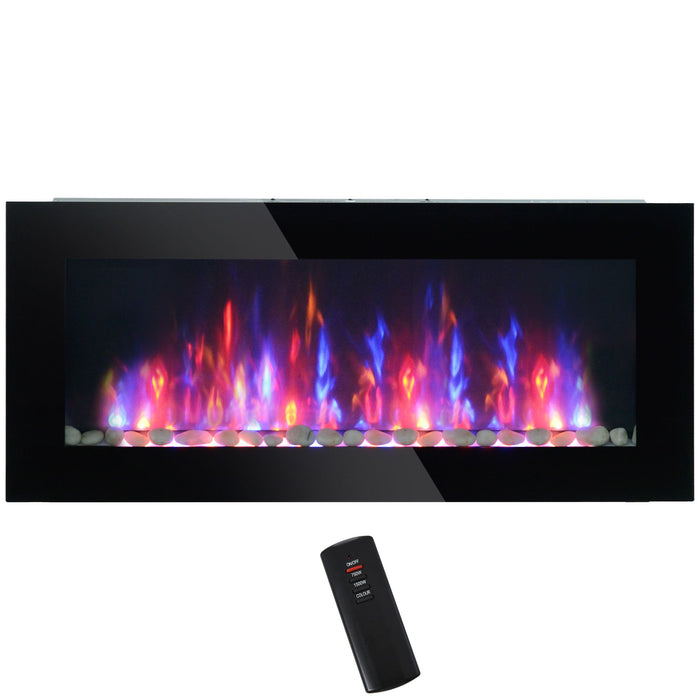 41 Inch Electric Fireplace Insert Wall Mountable with 7 Flame Colors and Remote - Monsta Online