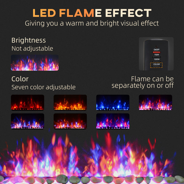41 Inch Electric Fireplace Insert Wall Mountable with 7 Flame Colors and Remote - Monsta Online