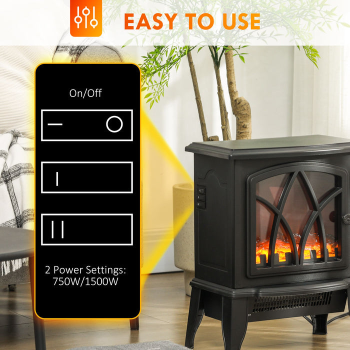 18 Inch Black Electric Fireplace Compact Heater with Adjustable Power - Monsta Online