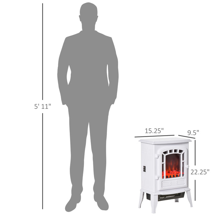 22" White Electric Fireplace Heater with Realistic Flame and Adjustable Heat - Monsta Online