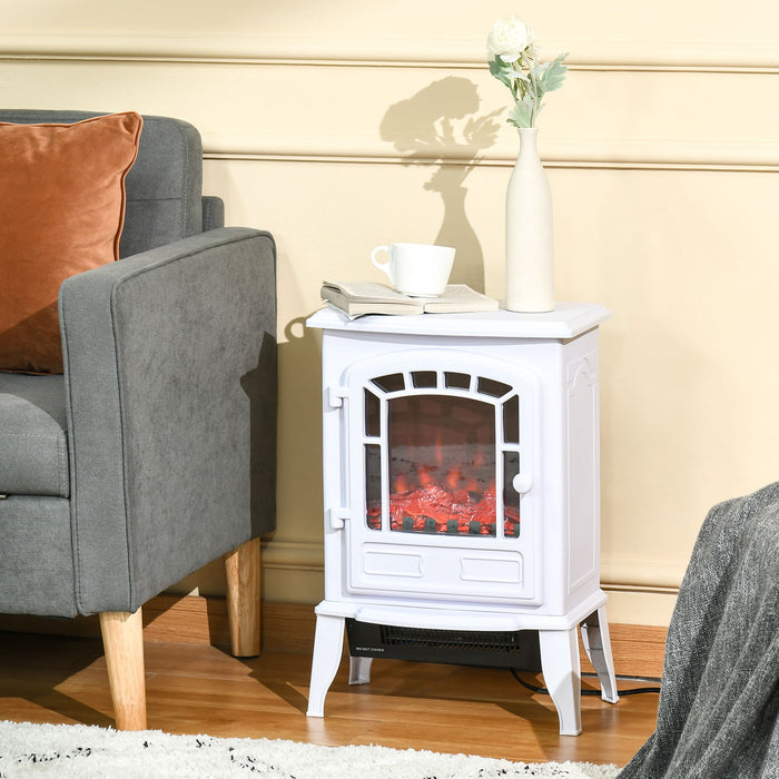 22" White Electric Fireplace Heater with Realistic Flame and Adjustable Heat - Monsta Online