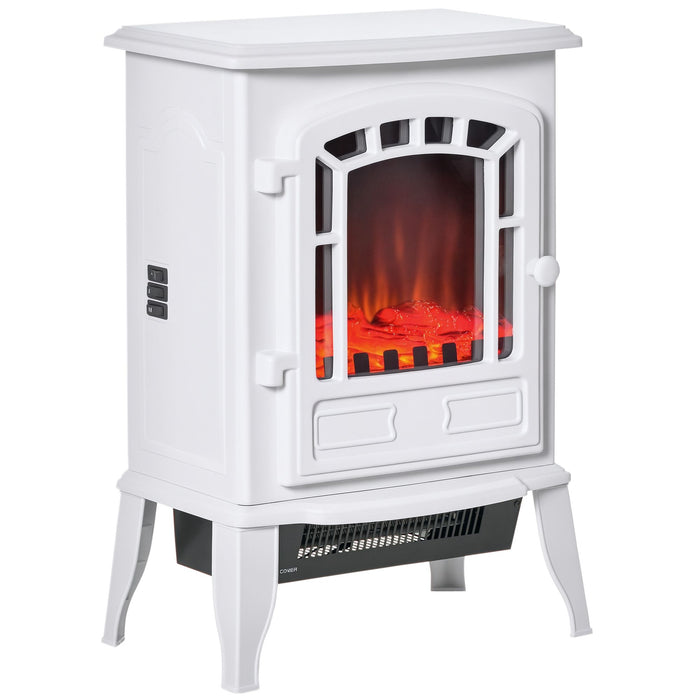 22" White Electric Fireplace Heater with Realistic Flame and Adjustable Heat - Monsta Online