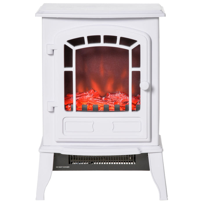 22" White Electric Fireplace Heater with Realistic Flame and Adjustable Heat - Monsta Online