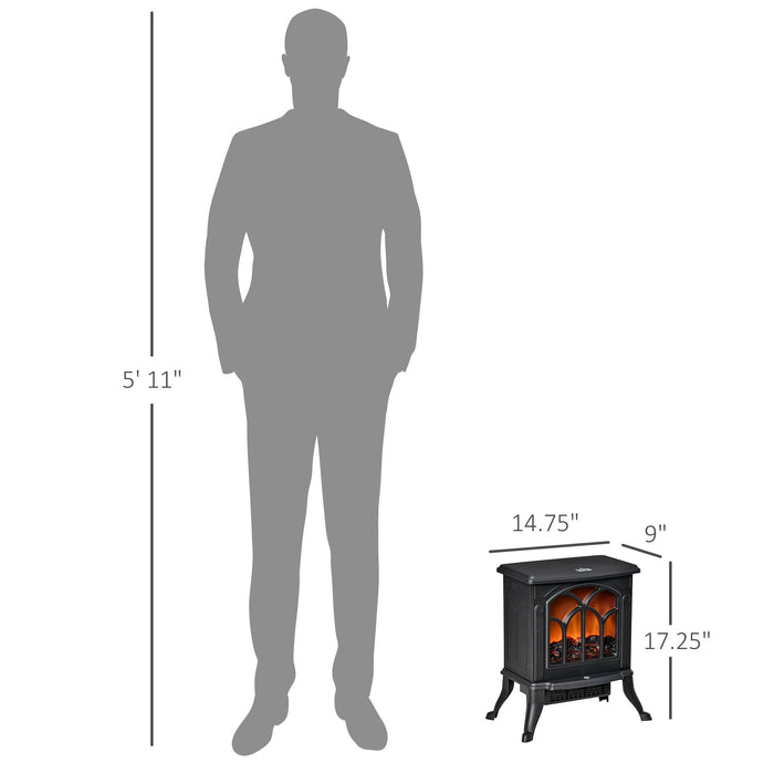 17" Black Electric Fireplace Compact Heater with Realistic Flame - Monsta Online